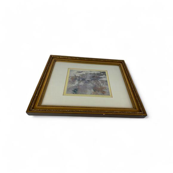 Framed Winter Landscape Painting Print in Gold Ornate Frame - Picture 5 of 6